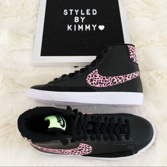 NIKE Blazer Mid Shoes Sneakers Black Pink New - Picture 5 of 8
